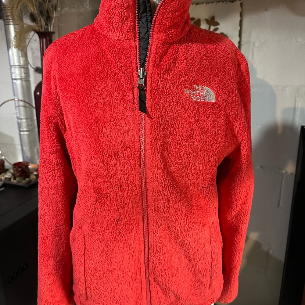 The North Face Red Fuzzy Full‑Zip Jacket